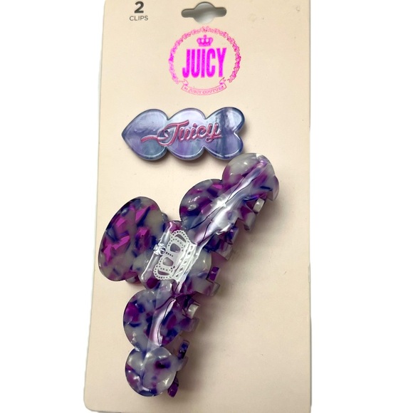 NWT ⚜️💜⚜️ Juicy Couture Gorgeous Purple Two Hair Clip Set of 2 - Picture 1 of 8